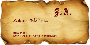 Zakar Márta névjegykártya